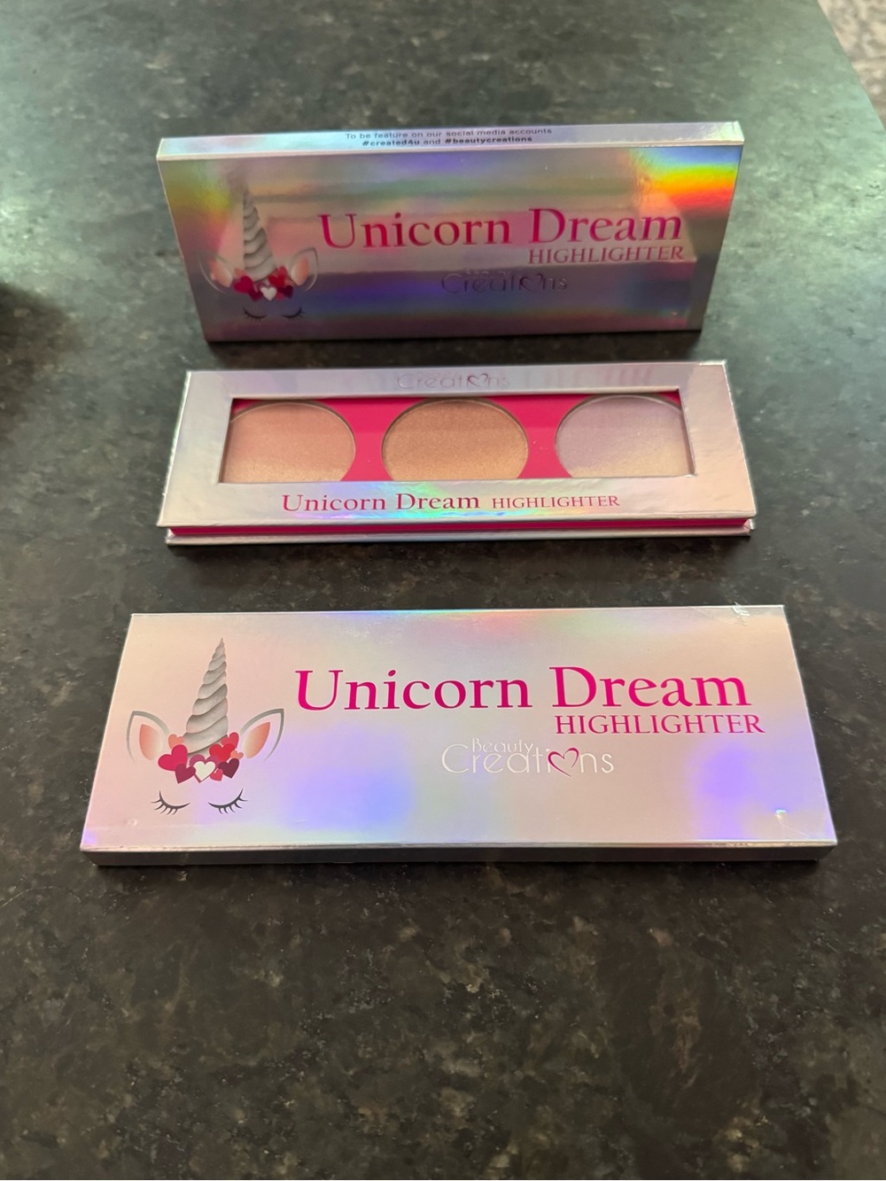 Beauty Creations Unicorn Dream Highlighter Palette - Pink & Champagne SET OF TWO